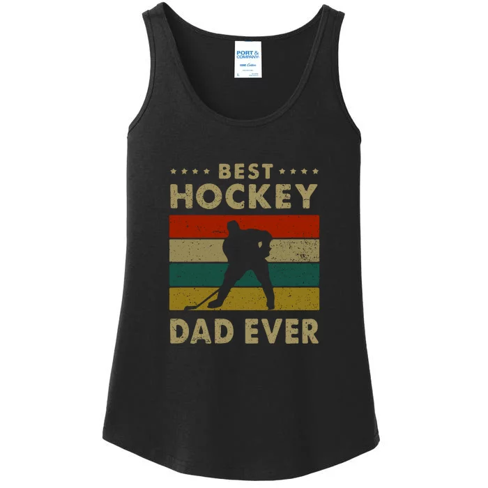 Father's Day Vintage Best Hockey Dad Ever Vintage Hockey Gift Ladies Essential Tank