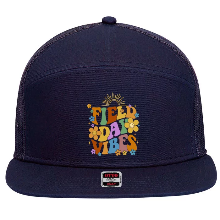 Field Day Vibes Colorful Floral 7 Panel Mesh Trucker Snapback Hat