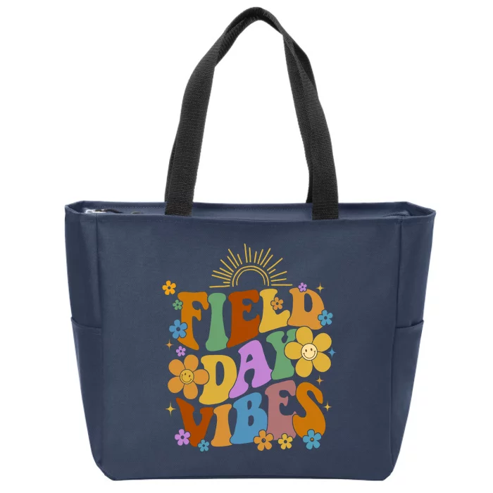 Field Day Vibes Colorful Floral Zip Tote Bag