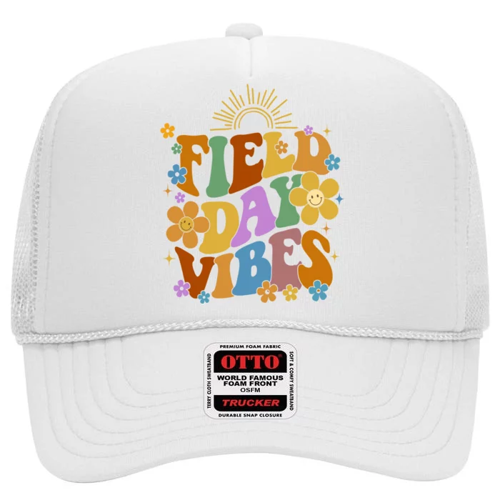 Field Day Vibes Colorful Floral High Crown Mesh Trucker Hat