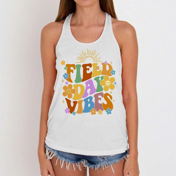 Field Day Vibes Colorful Floral Women's Knotted Racerback Tank