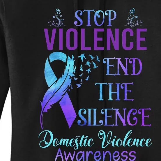 Family Domestic Violence Awareness Purple Ribbon Women's Pullover Hoodie