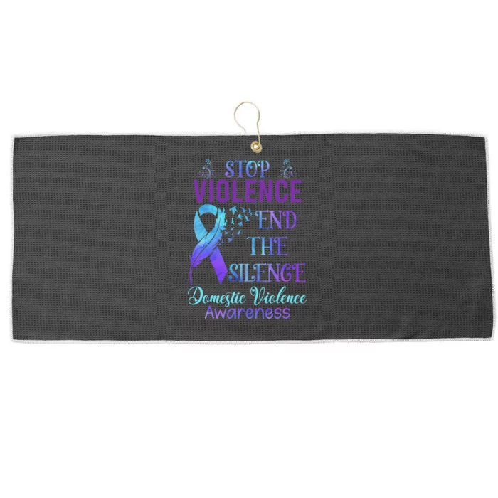 Family Domestic Violence Awareness Purple Ribbon Large Microfiber Waffle Golf Towel