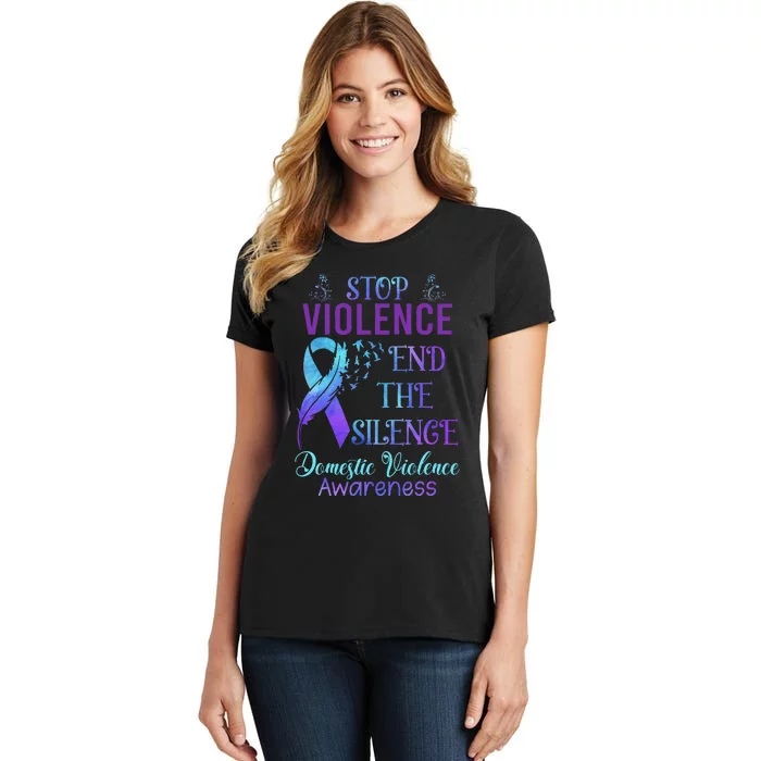 Family Domestic Violence Awareness Purple Ribbon Women's T-Shirt