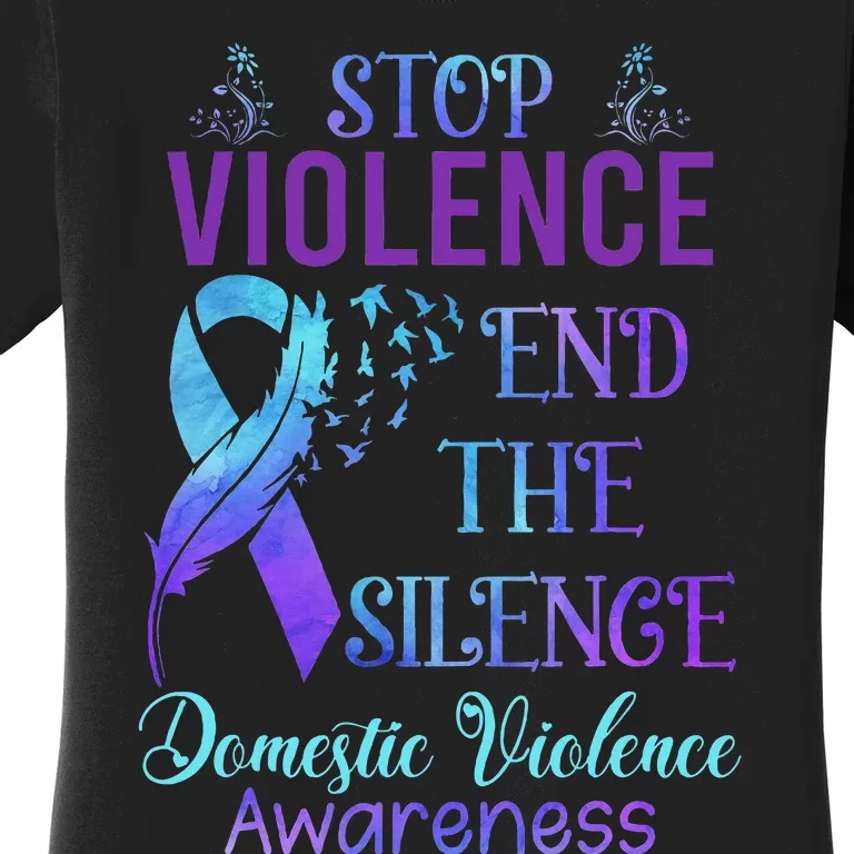 Family Domestic Violence Awareness Purple Ribbon Women's T-Shirt