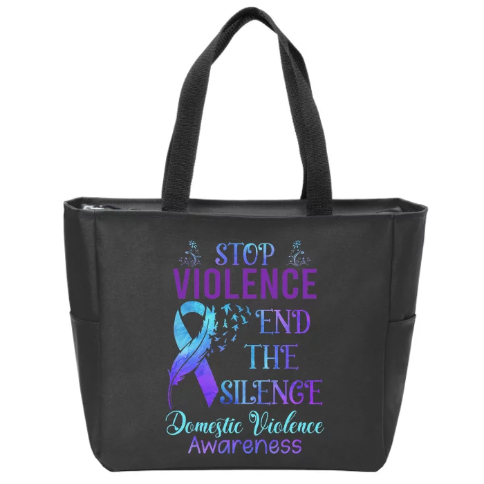 Family Domestic Violence Awareness Purple Ribbon Zip Tote Bag