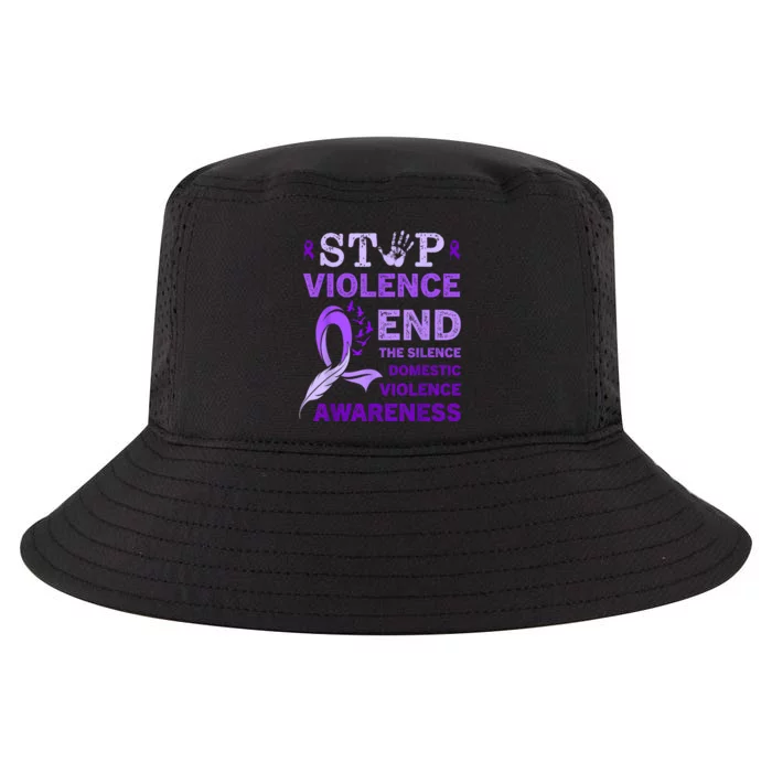 Family Domestic Violence Awareness Purple Ribbon Cool Comfort Performance Bucket Hat