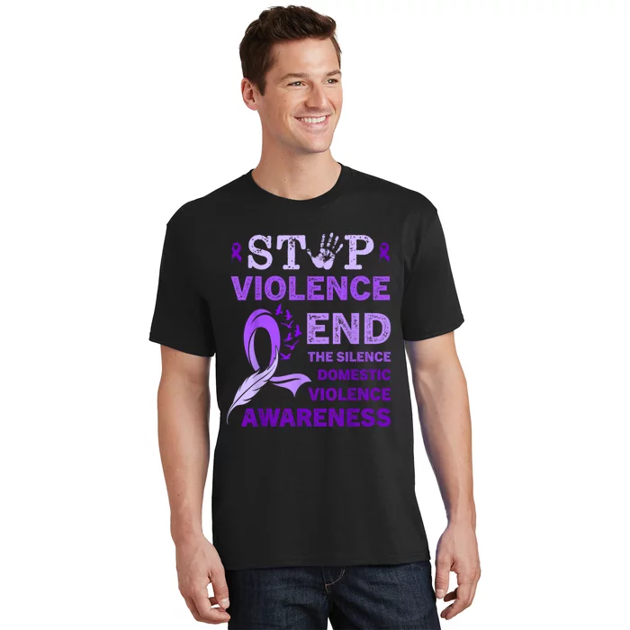 Family Domestic Violence Awareness Purple Ribbon T-Shirt