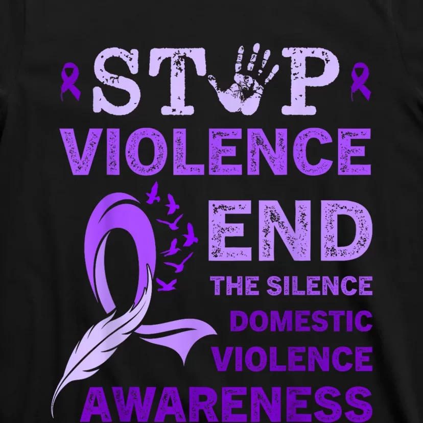 Family Domestic Violence Awareness Purple Ribbon T-Shirt