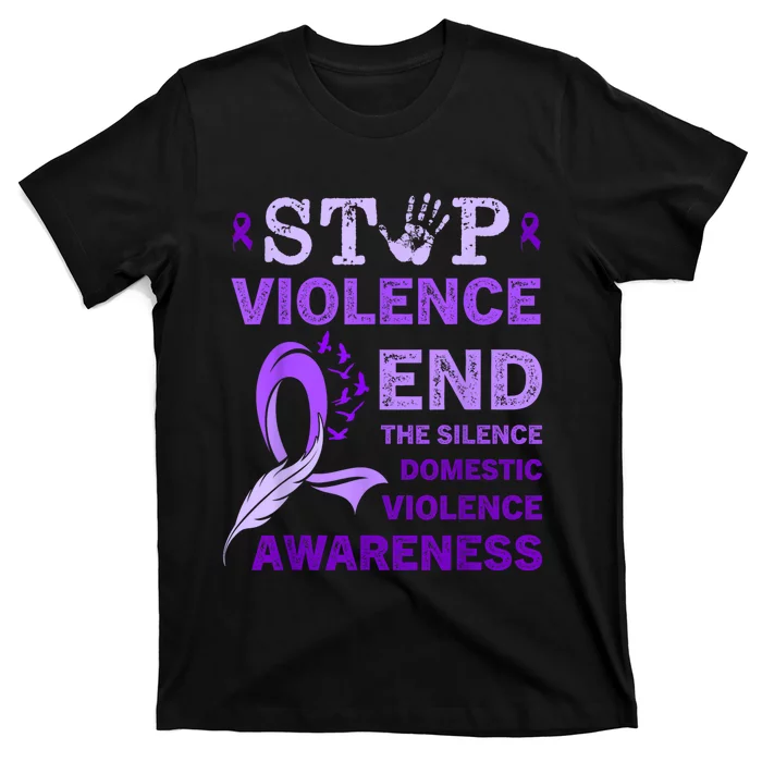 Family Domestic Violence Awareness Purple Ribbon T-Shirt