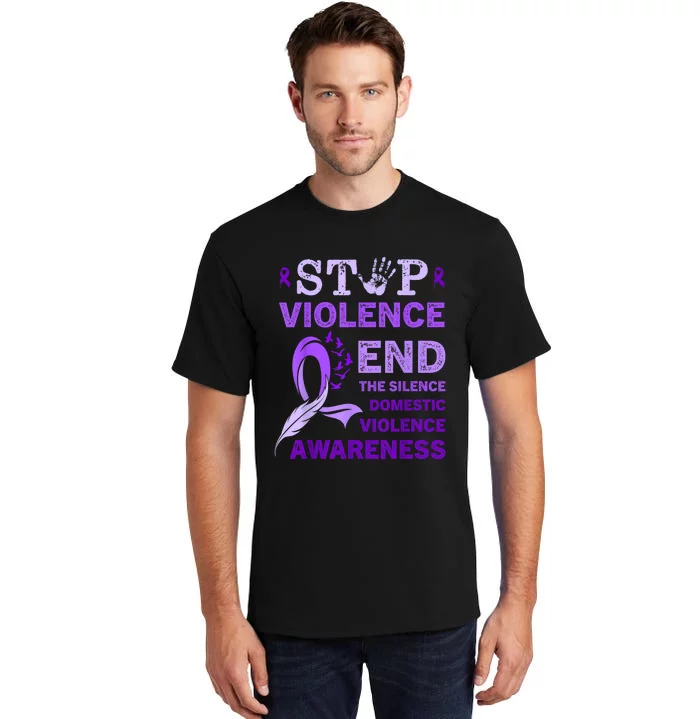 Family Domestic Violence Awareness Purple Ribbon Tall T-Shirt