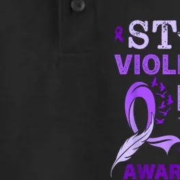 Family Domestic Violence Awareness Purple Ribbon Dry Zone Grid Performance Polo