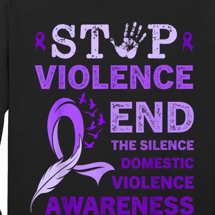 Family Domestic Violence Awareness Purple Ribbon Tall Long Sleeve T-Shirt