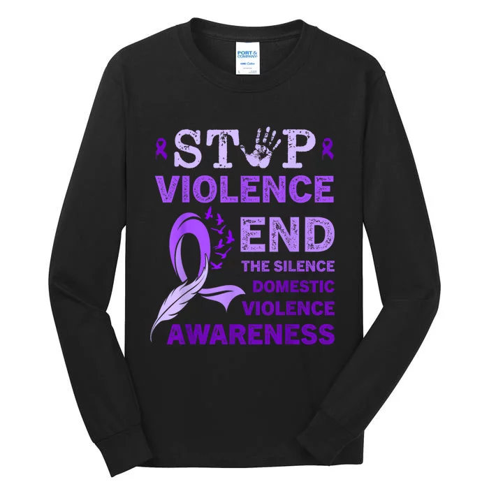 Family Domestic Violence Awareness Purple Ribbon Tall Long Sleeve T-Shirt