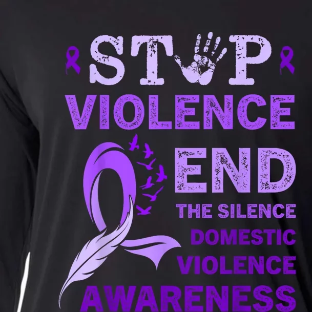 Family Domestic Violence Awareness Purple Ribbon Cooling Performance Long Sleeve Crew