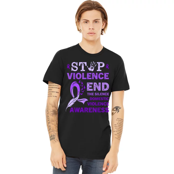 Family Domestic Violence Awareness Purple Ribbon Premium T-Shirt