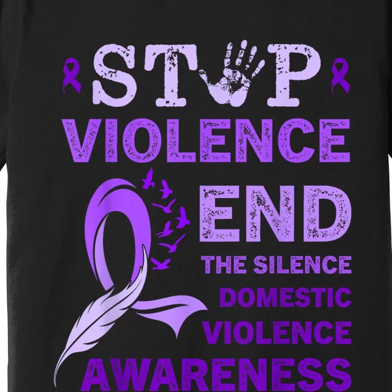 Family Domestic Violence Awareness Purple Ribbon Premium T-Shirt