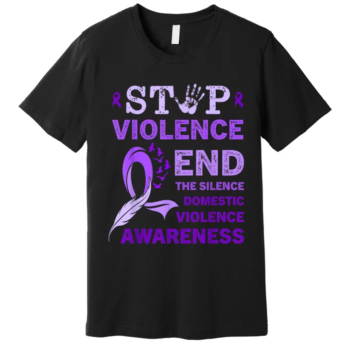 Family Domestic Violence Awareness Purple Ribbon Premium T-Shirt