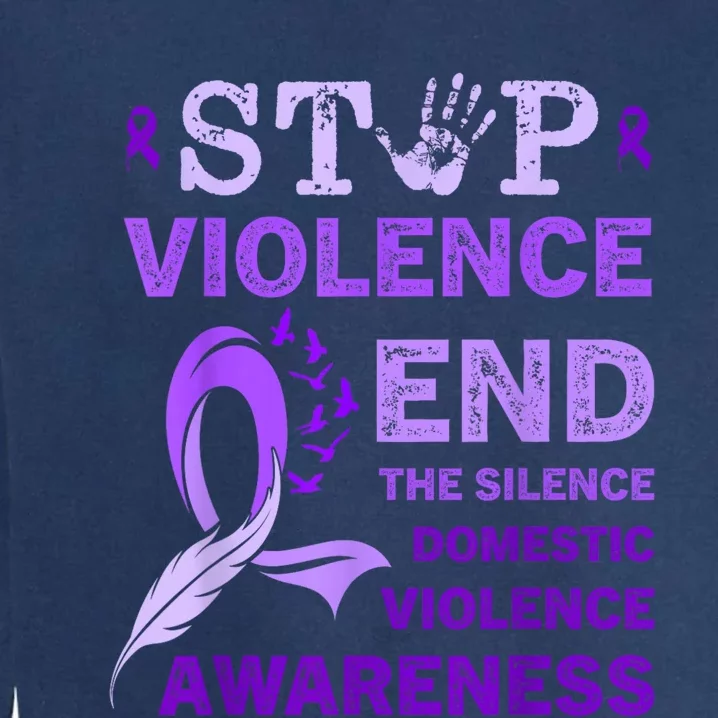 Family Domestic Violence Awareness Purple Ribbon Garment-Dyed Sweatshirt