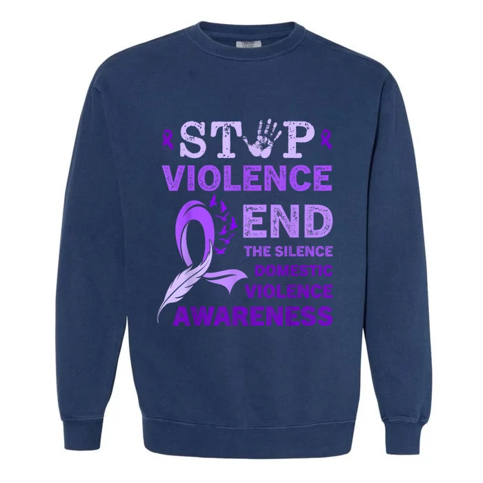 Family Domestic Violence Awareness Purple Ribbon Garment-Dyed Sweatshirt