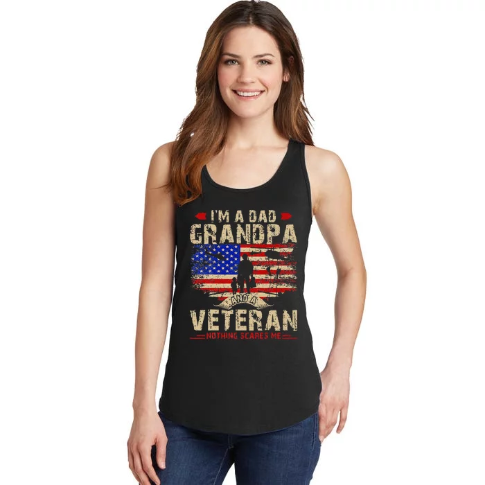 Fathers Day Veterans Day Im A Dad Grandpa And A Veteran Ladies Essential Tank