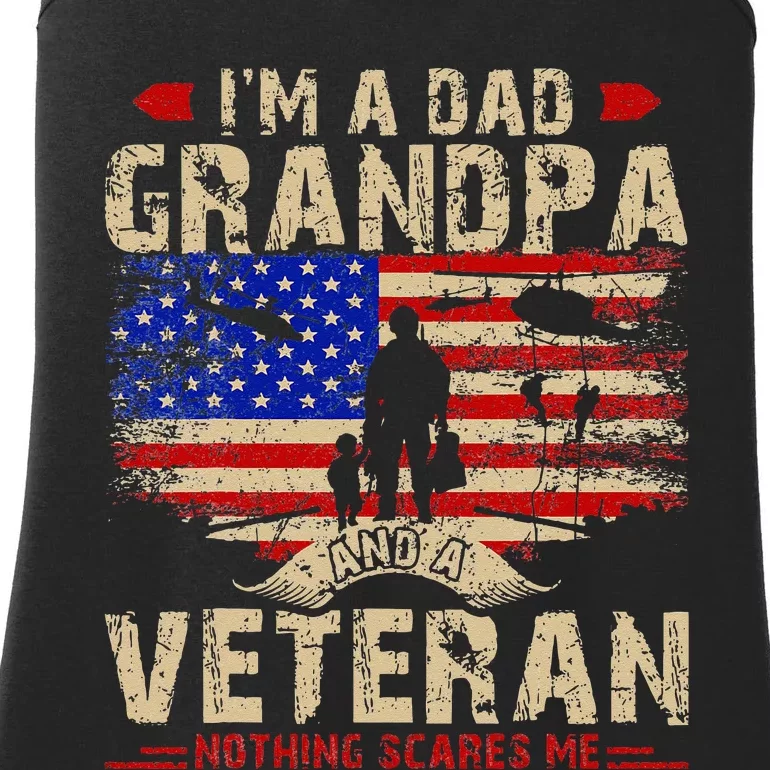 Fathers Day Veterans Day Im A Dad Grandpa And A Veteran Ladies Essential Tank