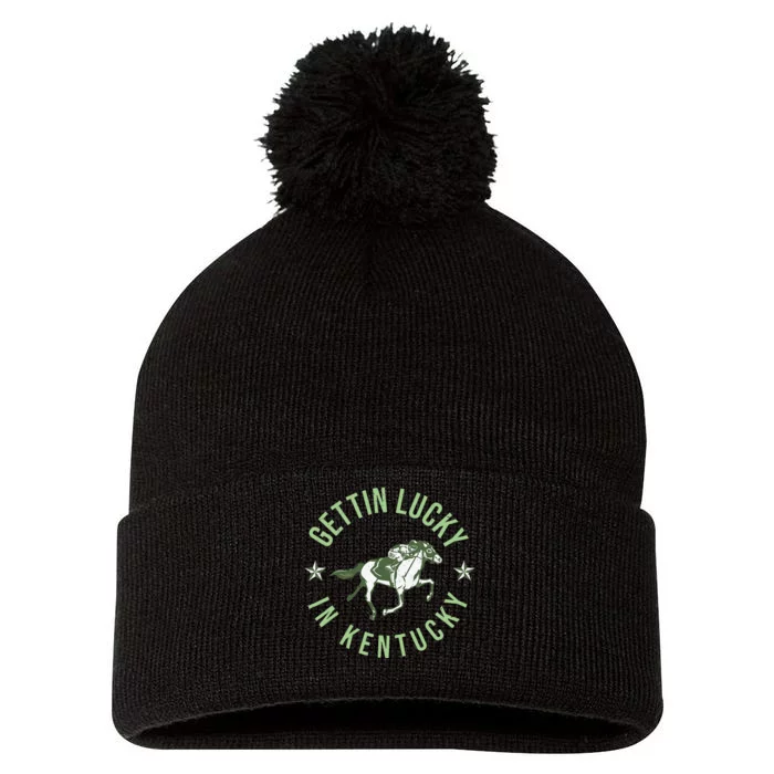 Funny Derby Vintage Getting Lucky In Kentucky Horse Racing Pom Pom 12in Knit Beanie