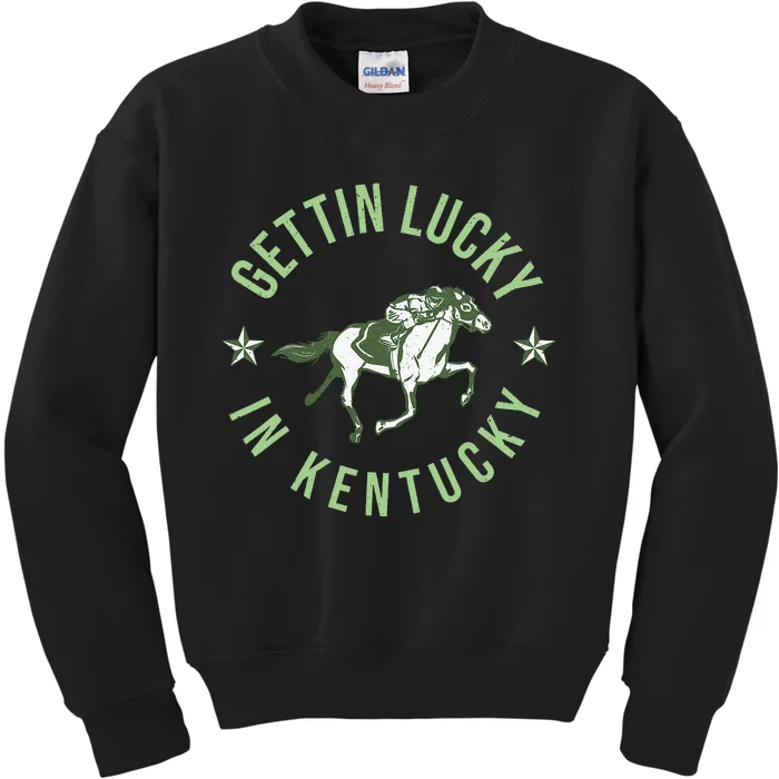 Funny Derby Vintage Getting Lucky In Kentucky Horse Racing Kids Sweatshirt