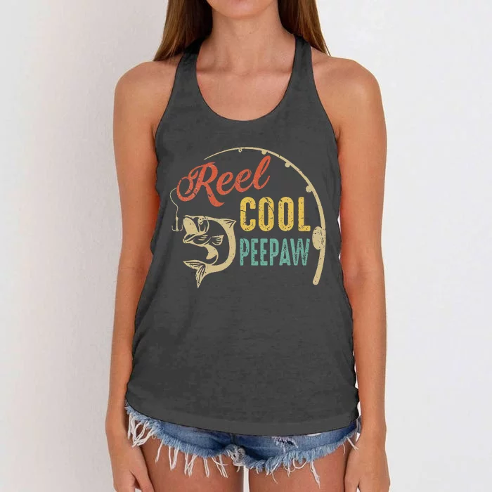 Fathers Day Vintage Fishing Reel Cool Peepaw Women's Knotted Racerback Tank