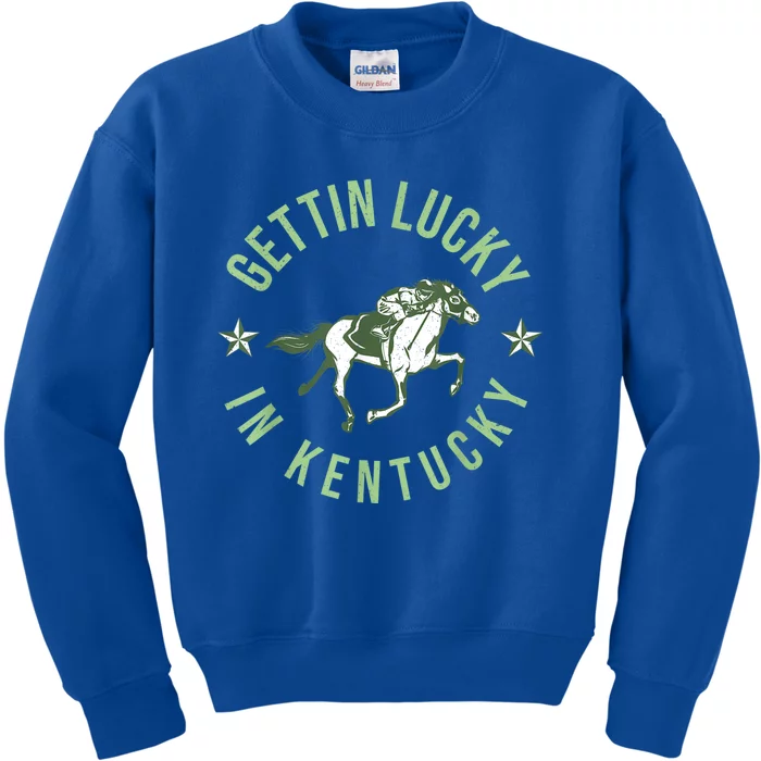 Funny Derby Vintage Getting Lucky In Kentucky Horse Racing Kids Sweatshirt