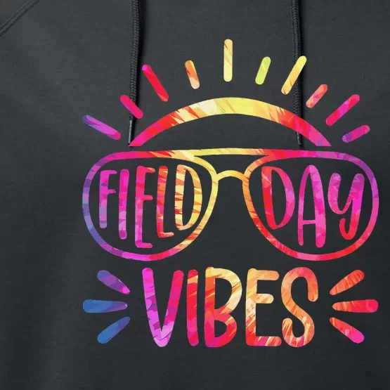 Field Day Vibes Hippie Tie Dye Last Day Of School Field Day Performance Fleece Hoodie