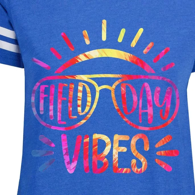 Field Day Vibes Hippie Tie Dye Last Day Of School Field Day Enza Ladies Jersey Football T-Shirt