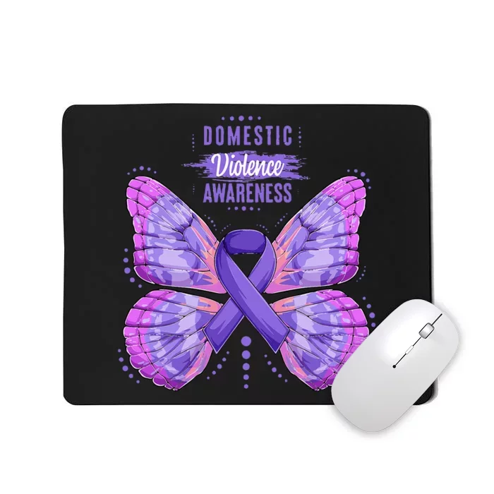 Family Domestic Violence Awareness Purple Ribbon Butterfly Mousepad