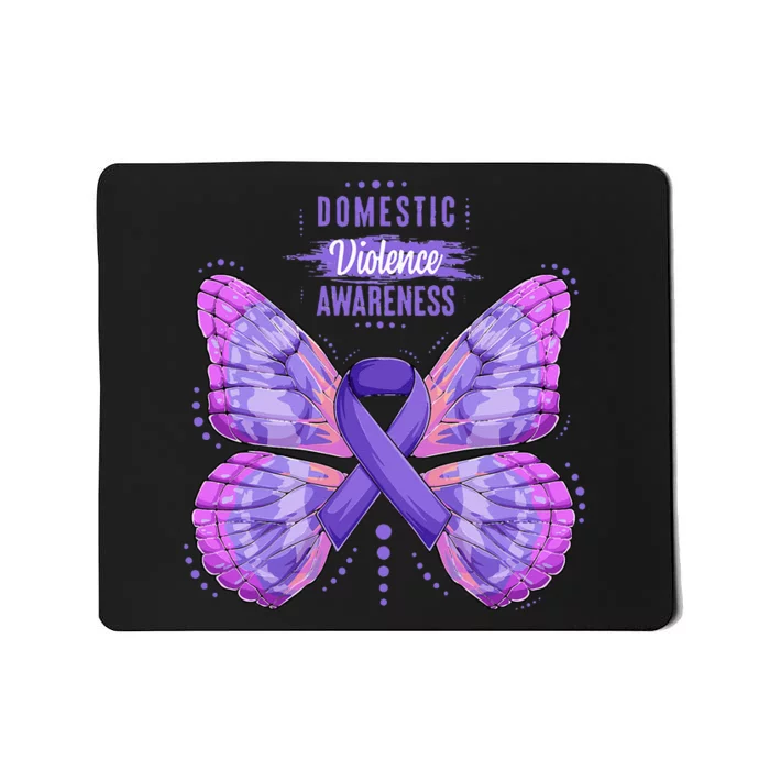 Family Domestic Violence Awareness Purple Ribbon Butterfly Mousepad