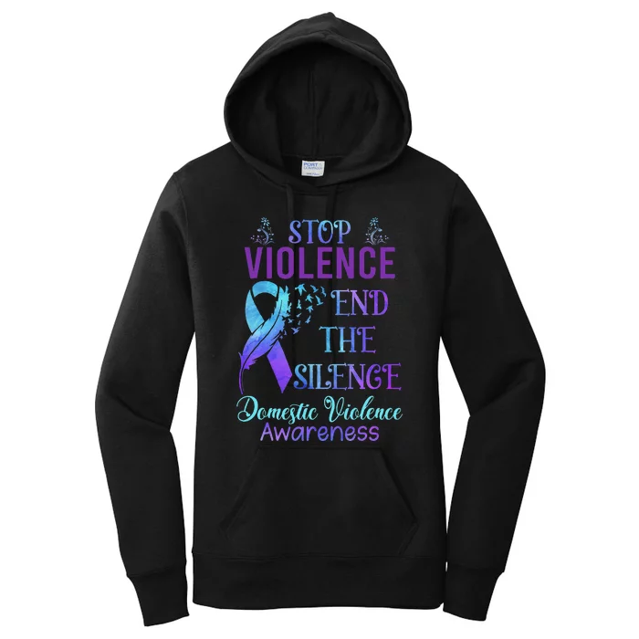 Family Domestic Violence Awareness Purple Ribbon Women's Pullover Hoodie