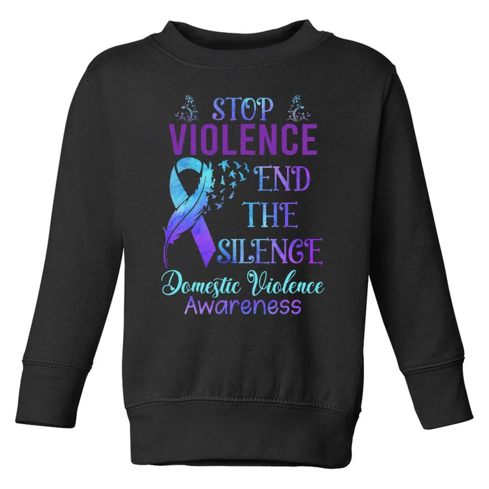 Family Domestic Violence Awareness Purple Ribbon Toddler Sweatshirt