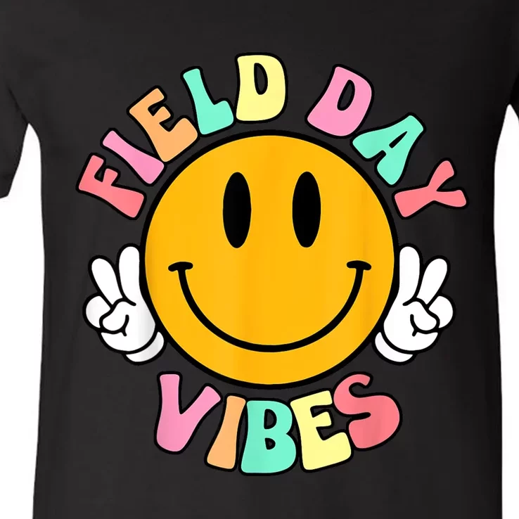 Field Day Vibes Funny For Teacher Happy Field Day 2024 V-Neck T-Shirt