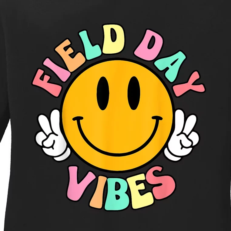 Field Day Vibes Funny For Teacher Happy Field Day 2024 Ladies Long Sleeve Shirt