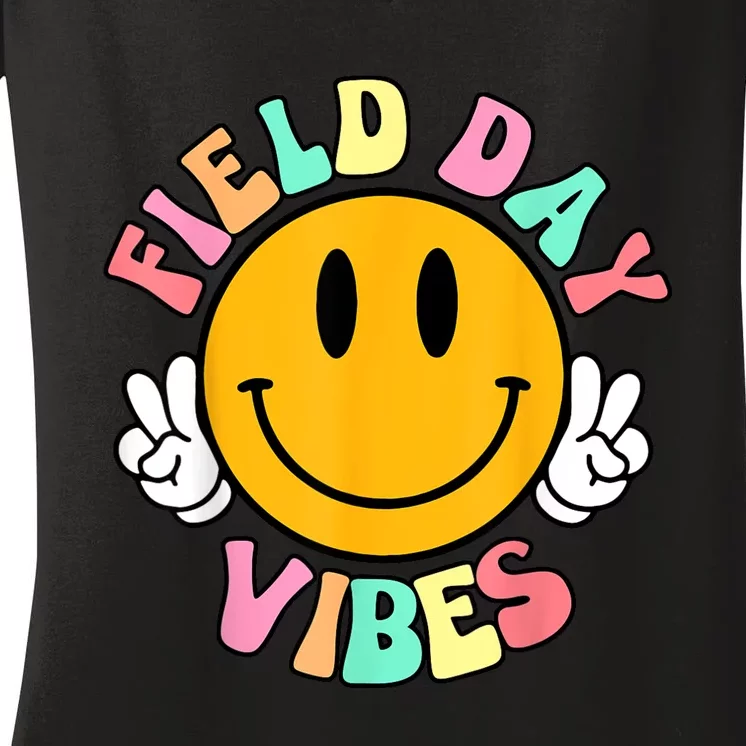 Field Day Vibes Funny For Teacher Happy Field Day 2024 Women's V-Neck T-Shirt