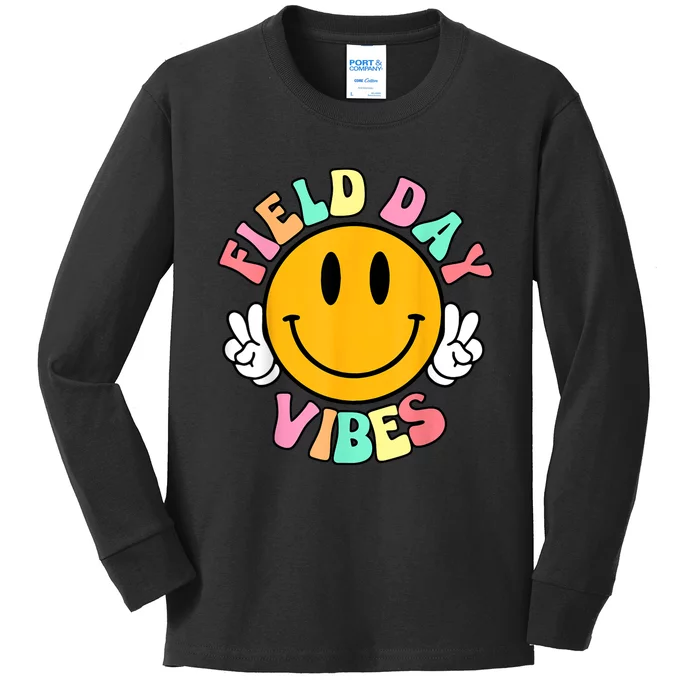 Field Day Vibes Funny For Teacher Happy Field Day 2024 Kids Long Sleeve Shirt