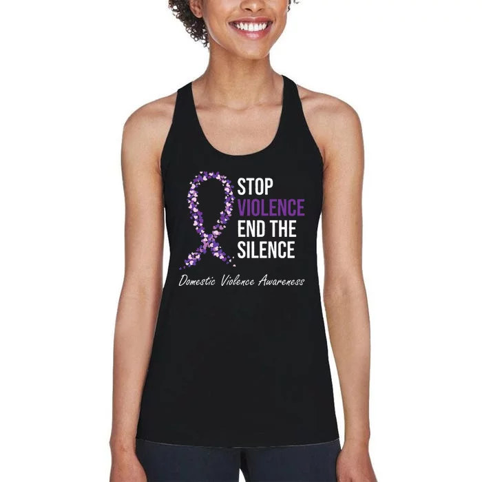 Family Domestic Violence Awareness Purple Ribbon Women's Racerback Tank