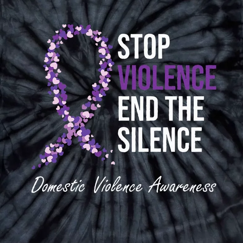 Family Domestic Violence Awareness Purple Ribbon Tie-Dye T-Shirt