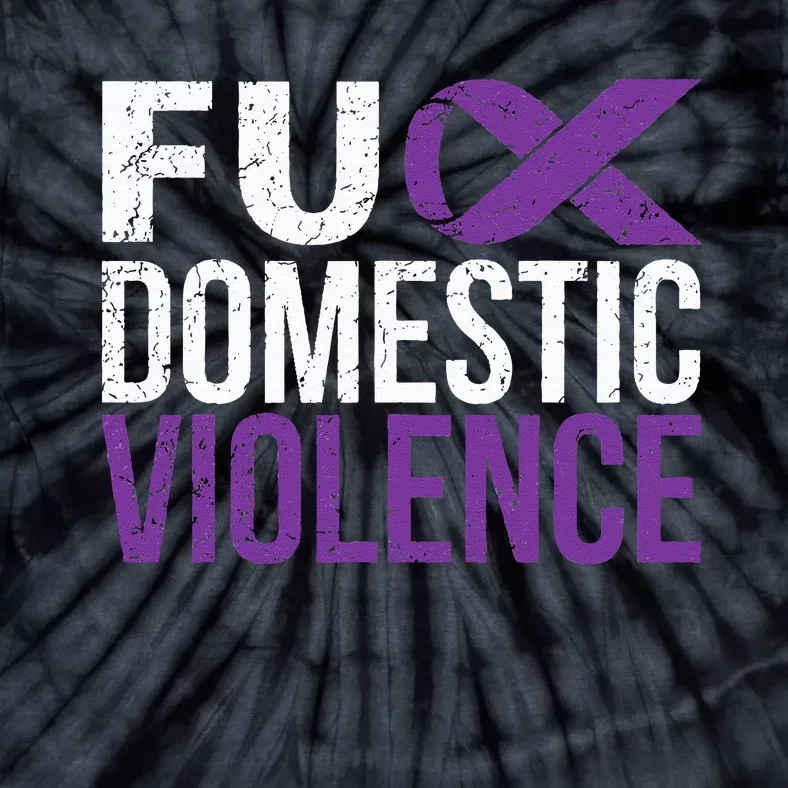 Fuck Domestic Violence Awareness Purple Ribbon Tie-Dye T-Shirt