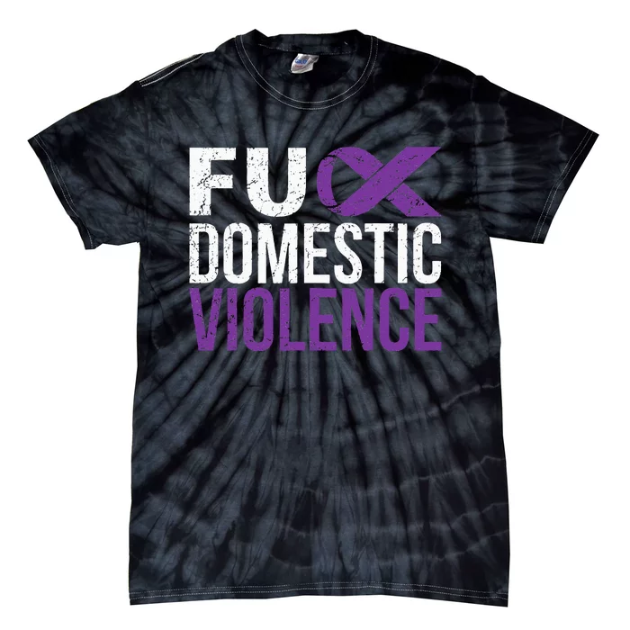 Fuck Domestic Violence Awareness Purple Ribbon Tie-Dye T-Shirt