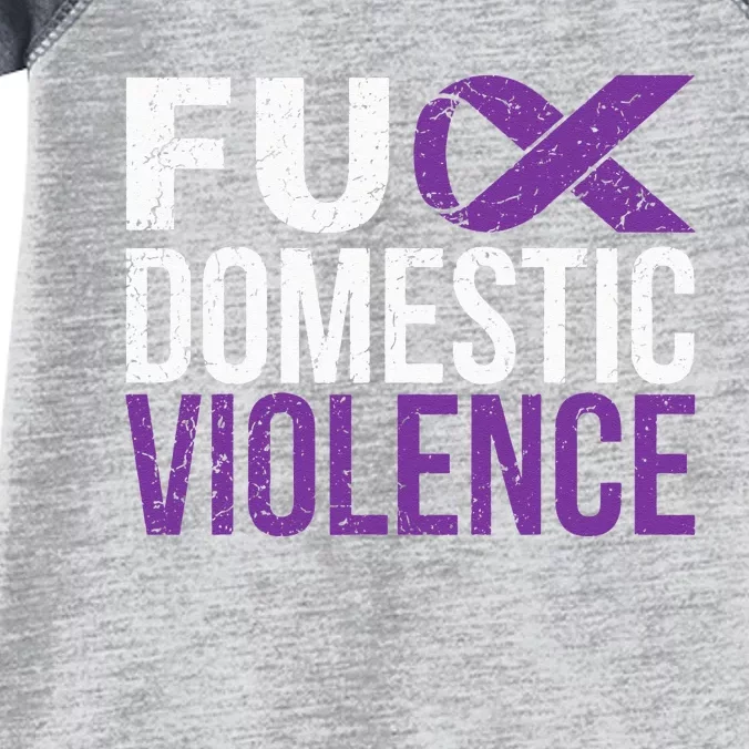 Fuck Domestic Violence Awareness Purple Ribbon Infant Baby Jersey Bodysuit