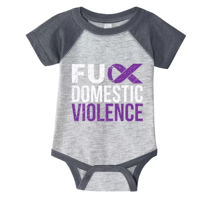 Fuck Domestic Violence Awareness Purple Ribbon Infant Baby Jersey Bodysuit