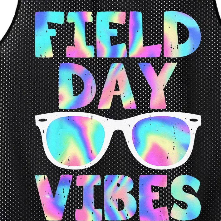 Field Day Vibes Last Day School Field Day Teacher Sunglasses Mesh Reversible Basketball Jersey Tank