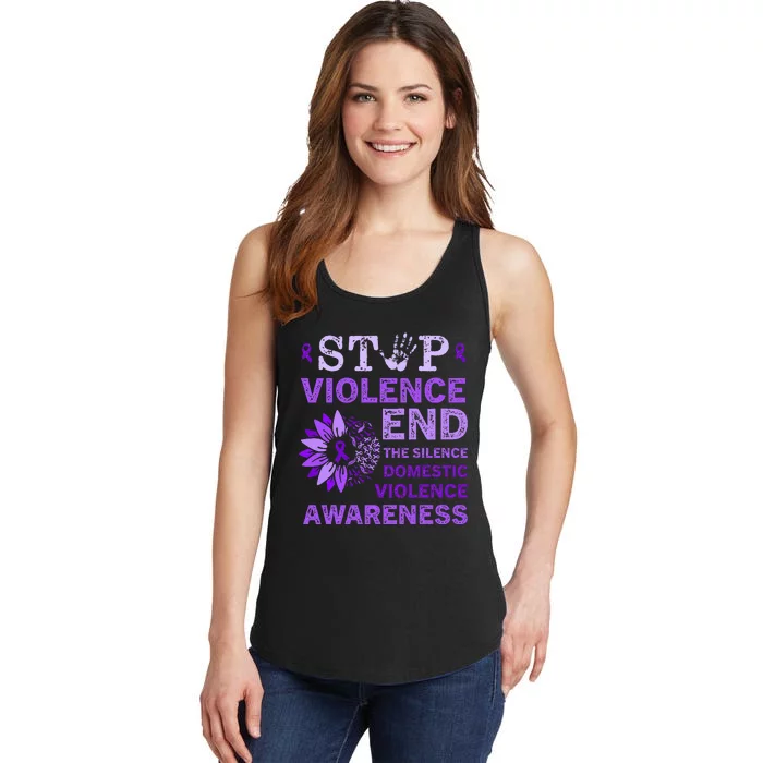 Family Domestic Violence Awareness Purple Ribbon Ladies Essential Tank