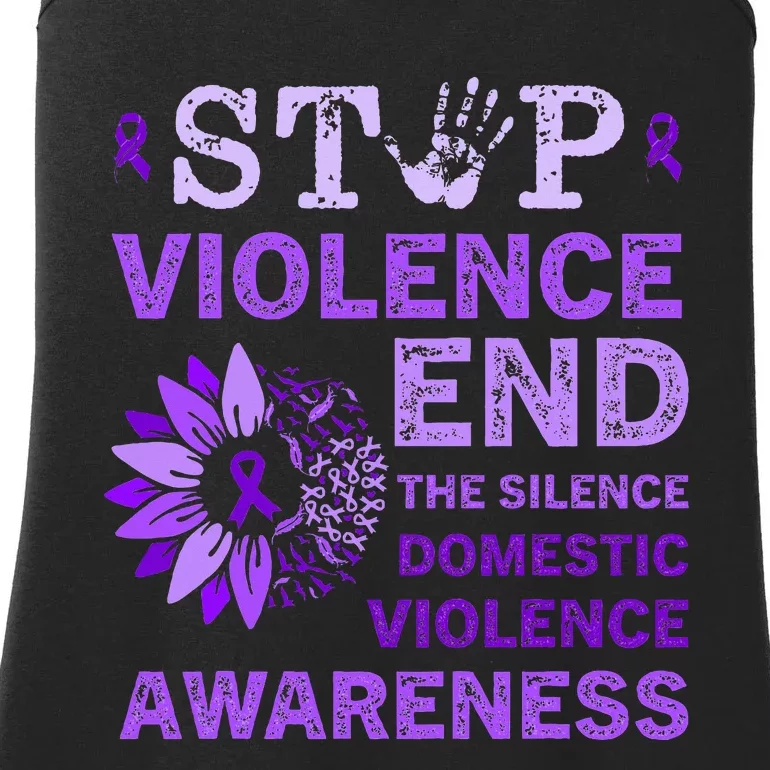 Family Domestic Violence Awareness Purple Ribbon Ladies Essential Tank