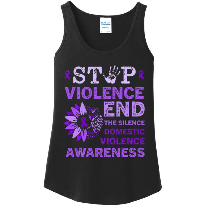 Family Domestic Violence Awareness Purple Ribbon Ladies Essential Tank